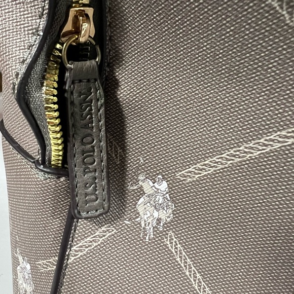 U.S. Polo Assn. Brown Backpack with Red and White Stripes - Picture 2 of 13